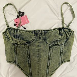 PRETTYLITTLETHING Vintage denim corset top